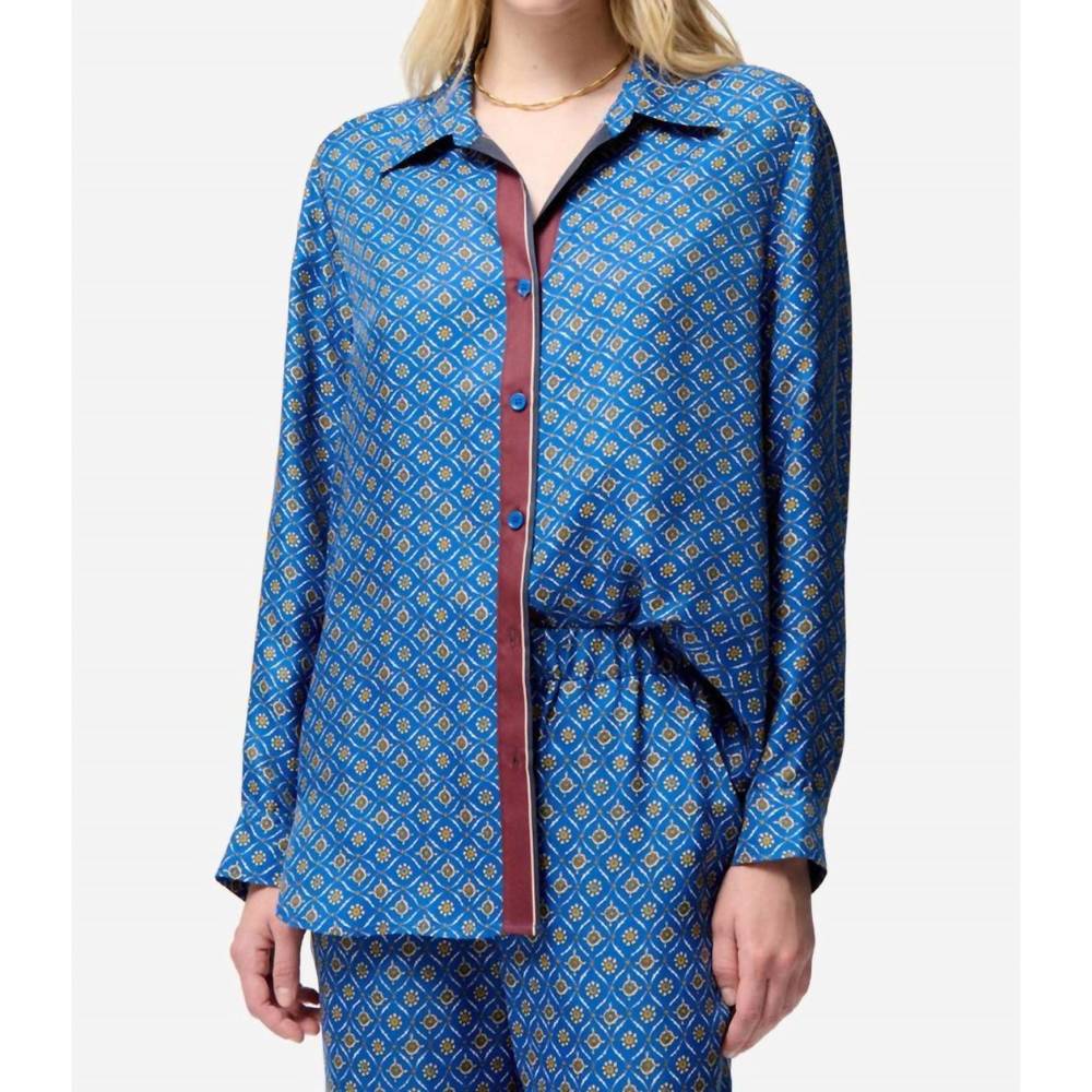 NEW VANESSABRUNO dorothee silk blend shirt in navy blue